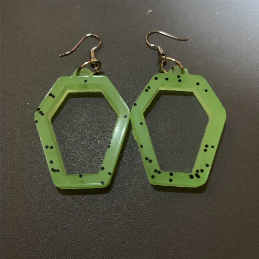 Neon Green coffin earrings